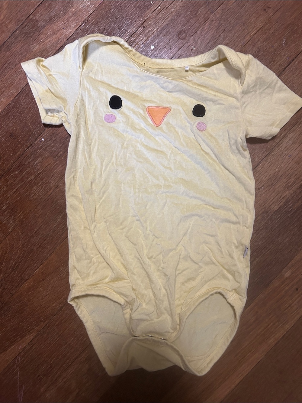 Little Sleepies  Chickie Yellow Bamboo Short Sleeve Play Bodysuit 12-18M